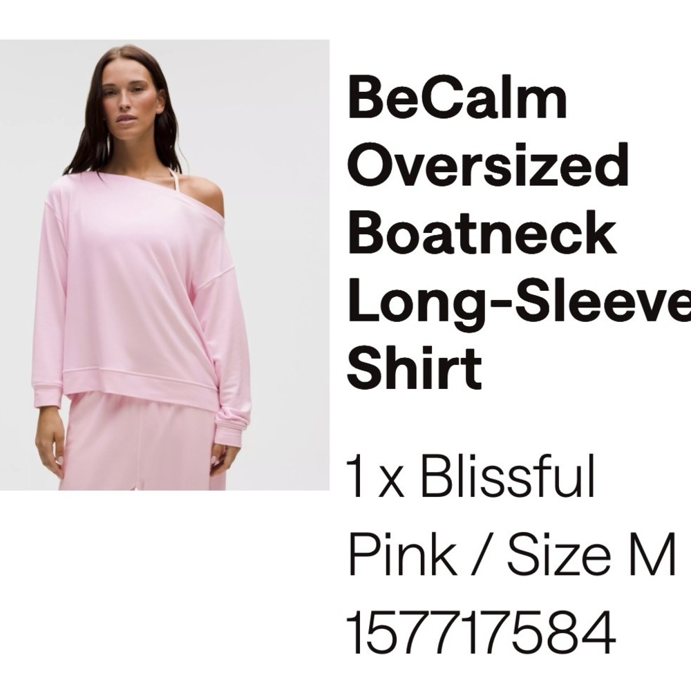 ❌❌❌SOLD lululemon athletica Pink Oversized Boatneck Long-Sleeve Shirt